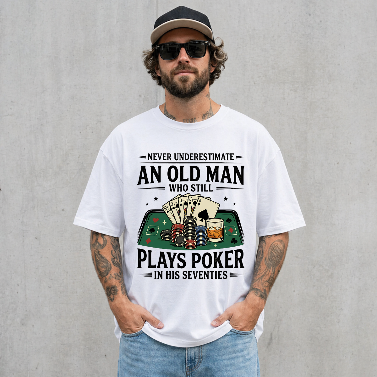 Never Underestimate An Old Man Who Plays Poker T-Shirt