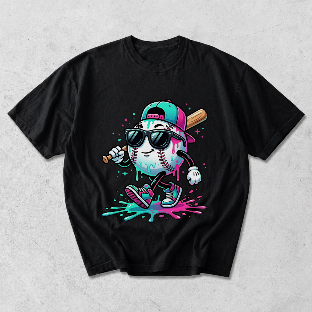 Cool Baseball Drip Character T-Shirt