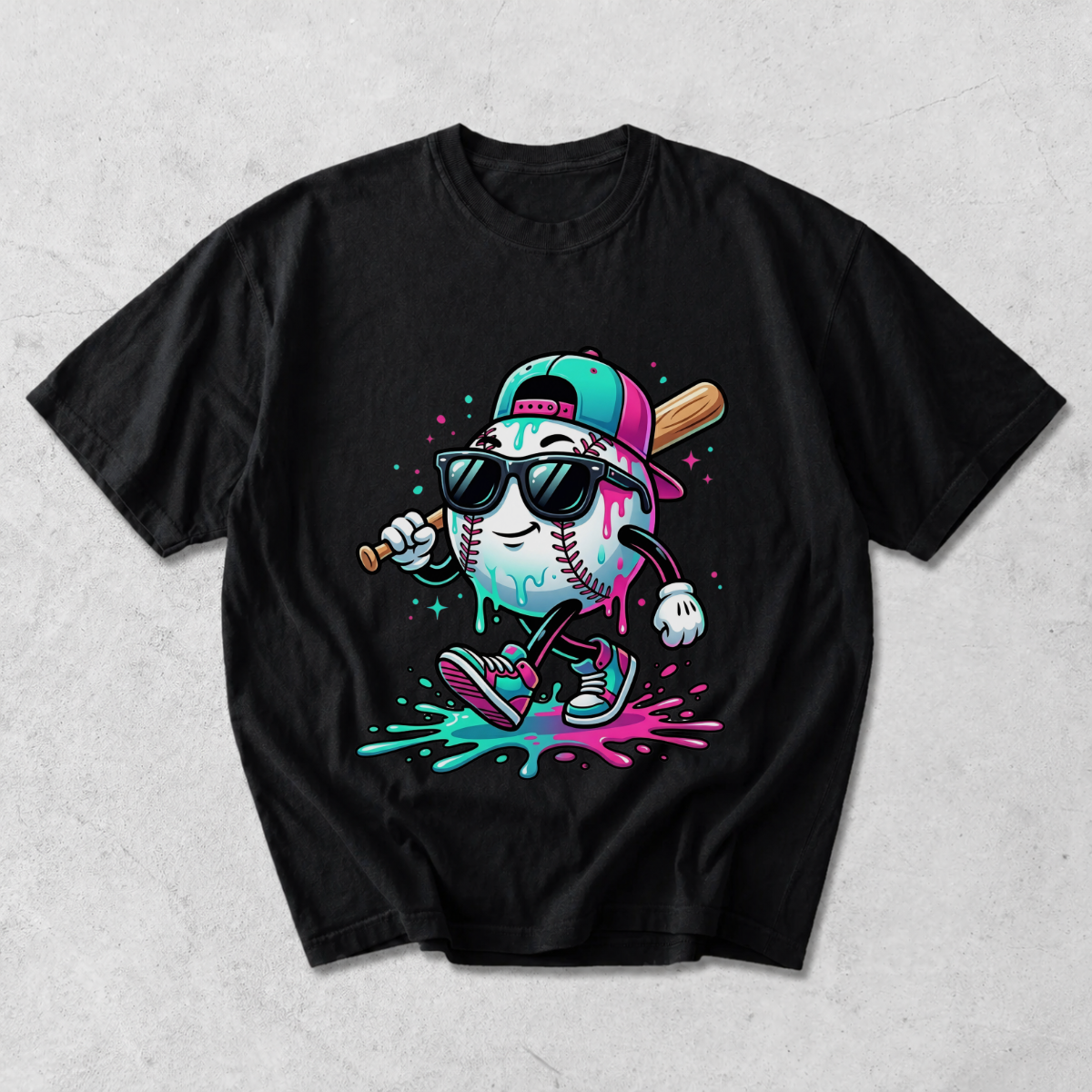Cool Baseball Drip Character T-Shirt