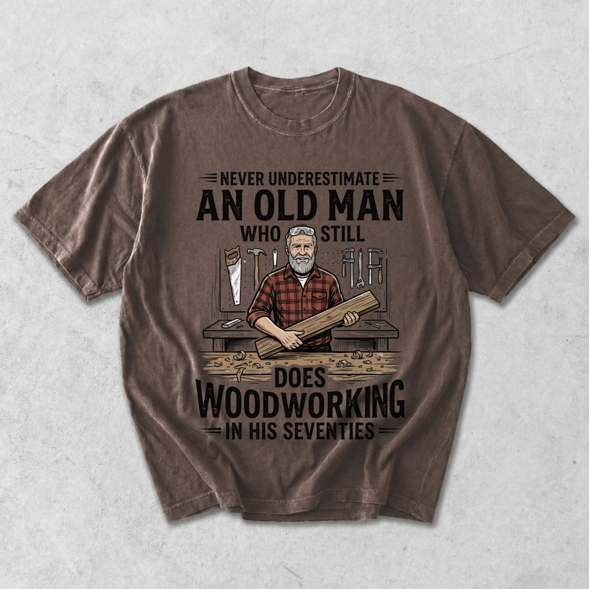 Old Man Does Woodworking Funny Carpenter T-Shirt
