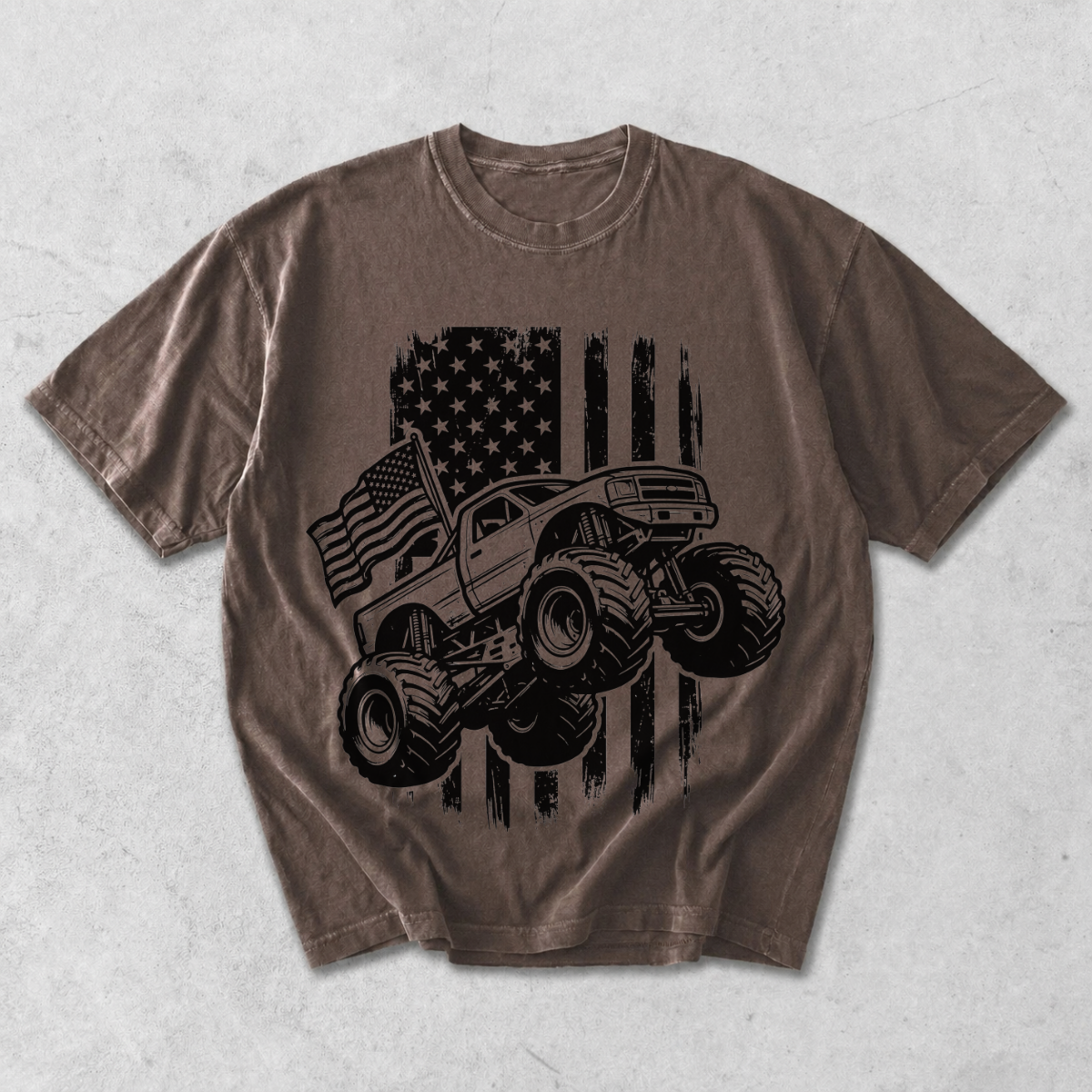 Monster Truck American Flag Truck Lover T-Shirt
