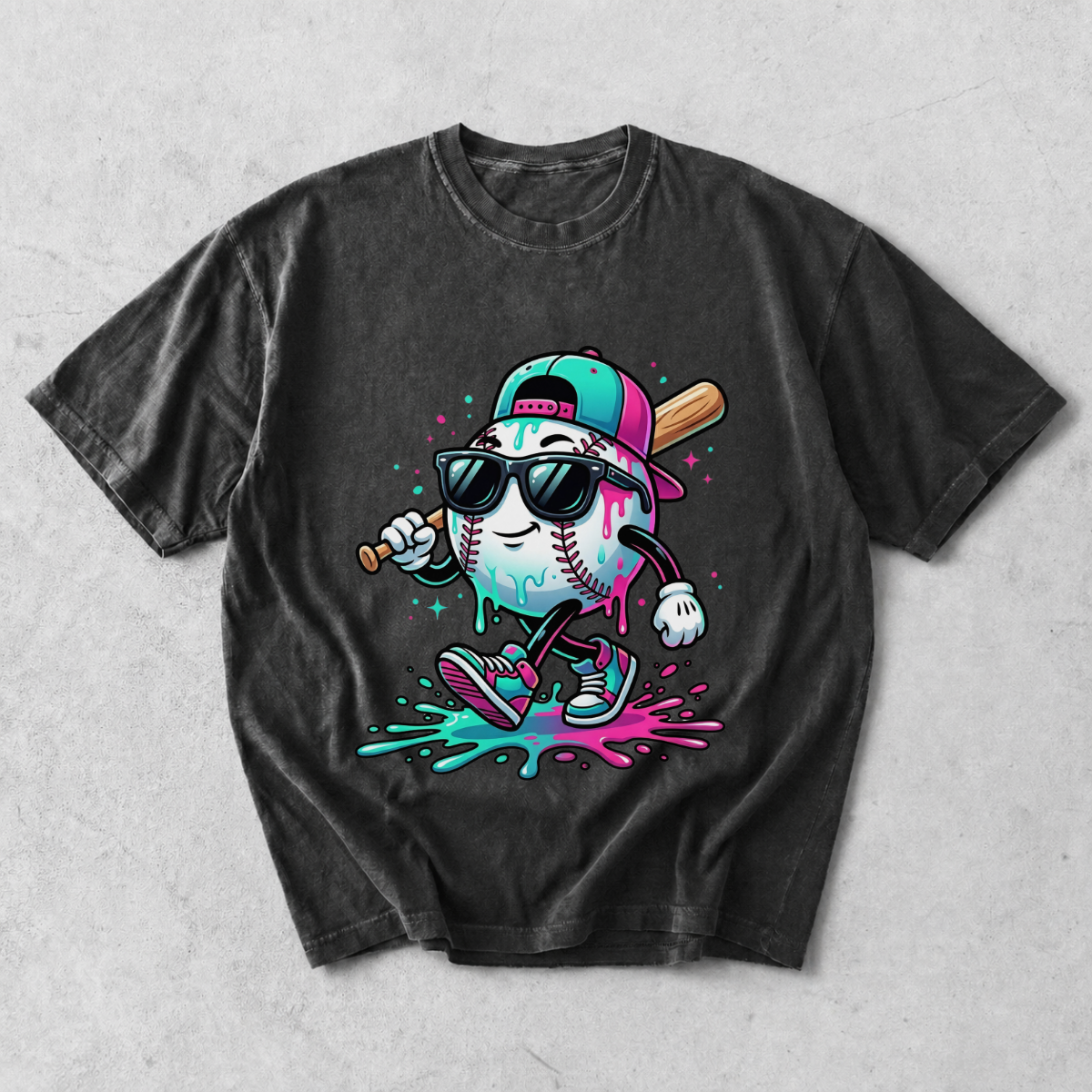 Cool Baseball Drip Character T-Shirt