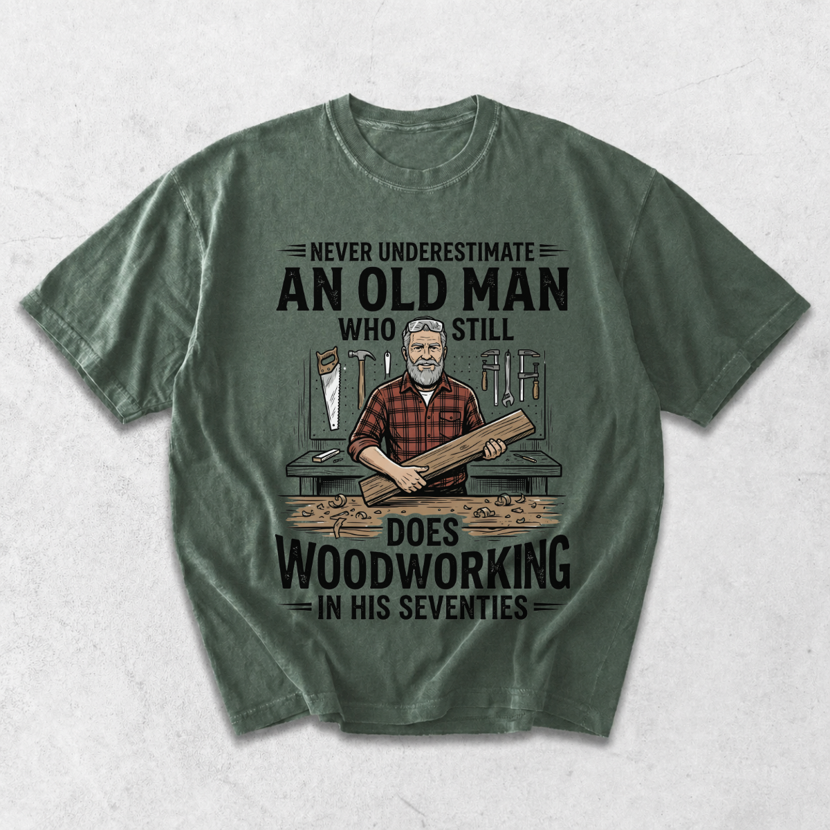 Old Man Does Woodworking Funny Carpenter T-Shirt