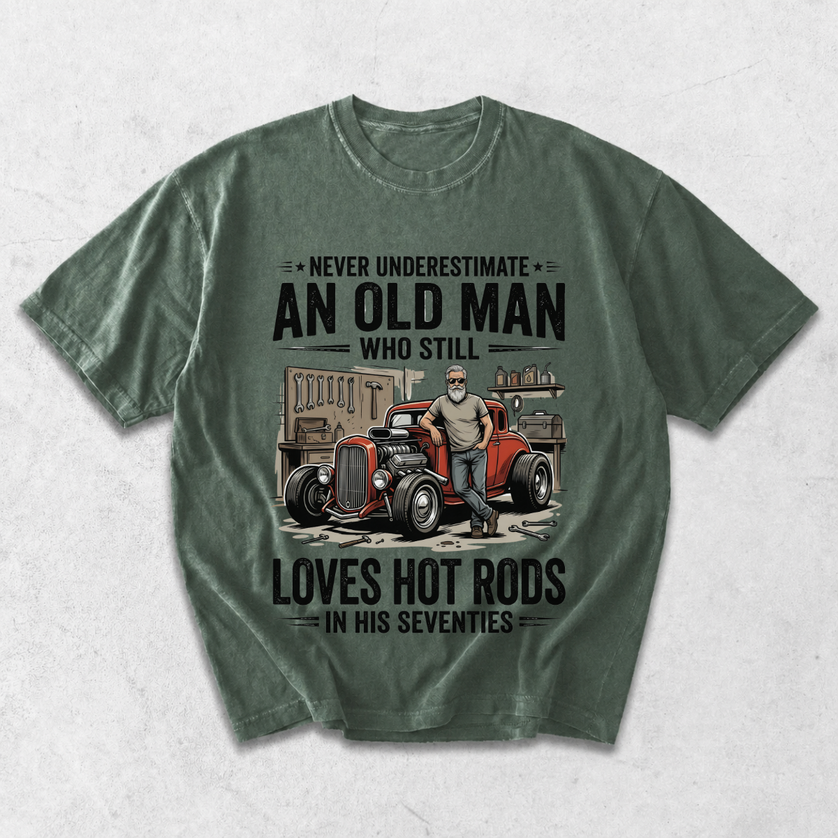 Old Man Loves Hot Rods Funny Car Lover T-Shirt