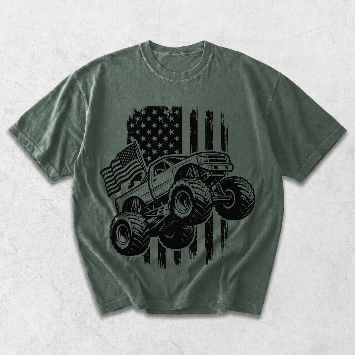 Monster Truck American Flag Truck Lover T-Shirt
