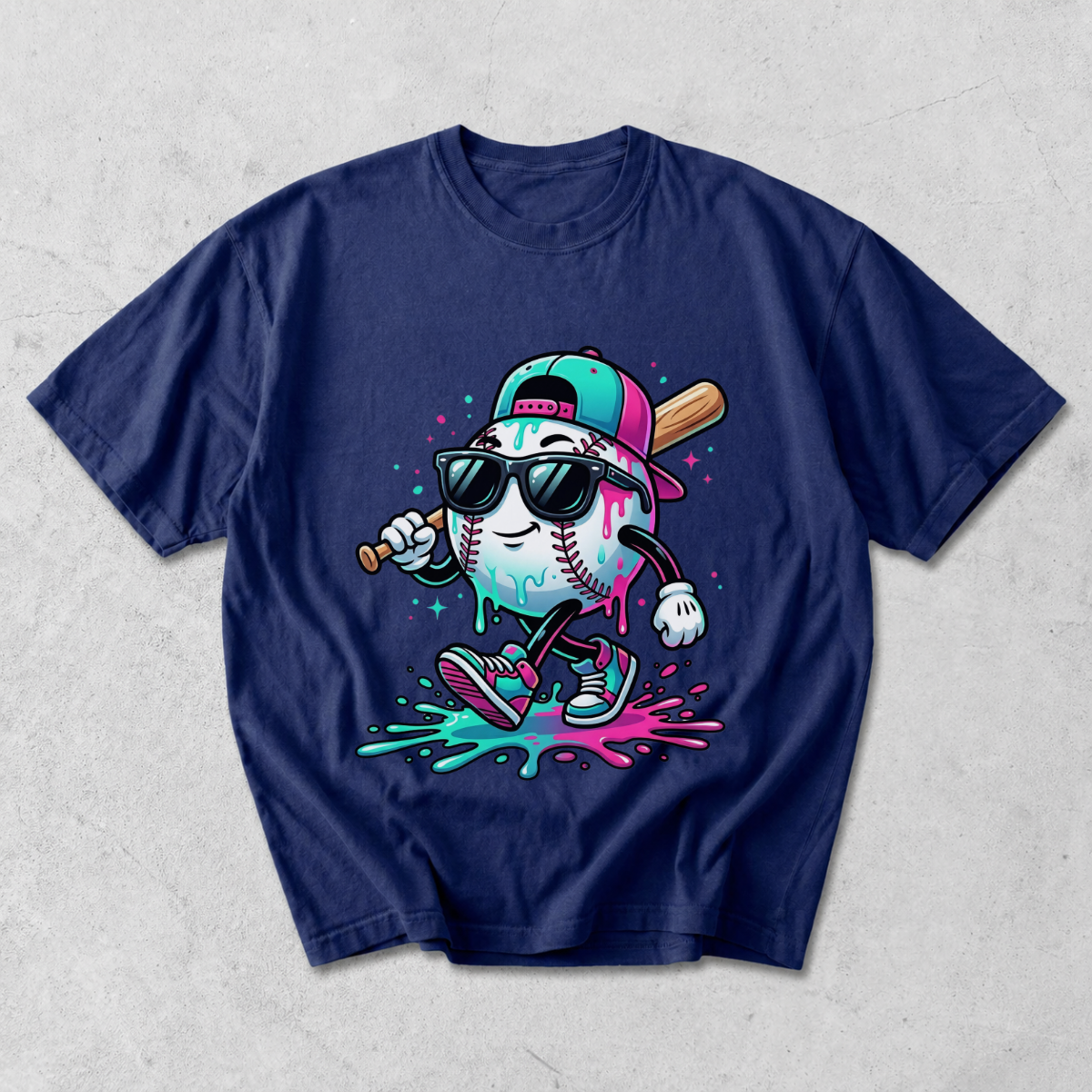 Cool Baseball Drip Character T-Shirt