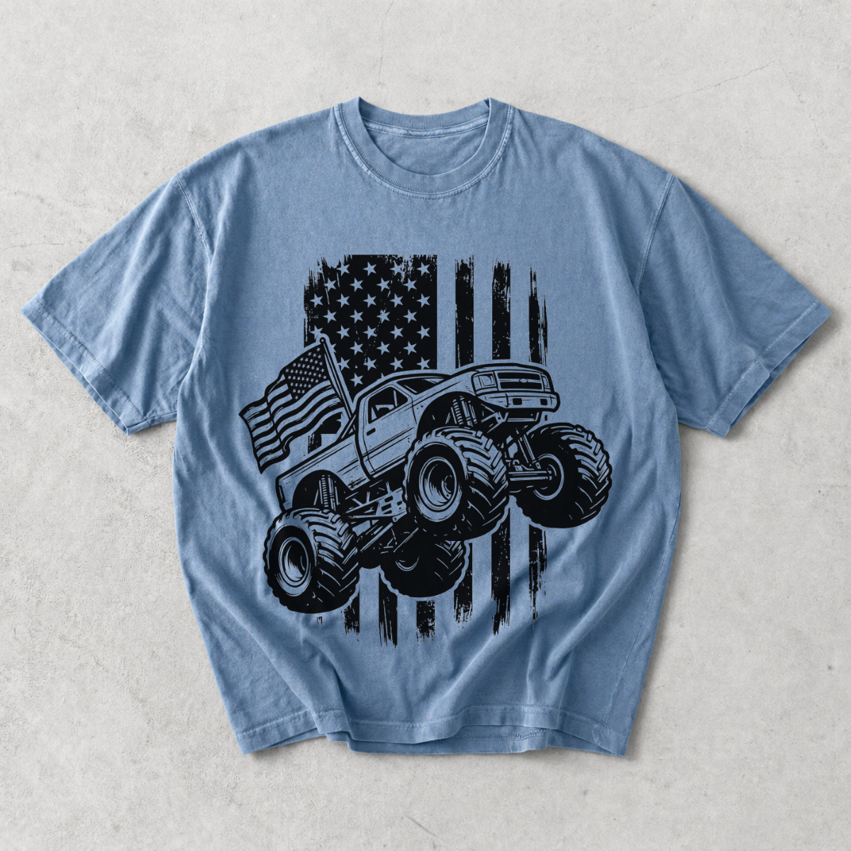 Monster Truck American Flag Truck Lover T-Shirt