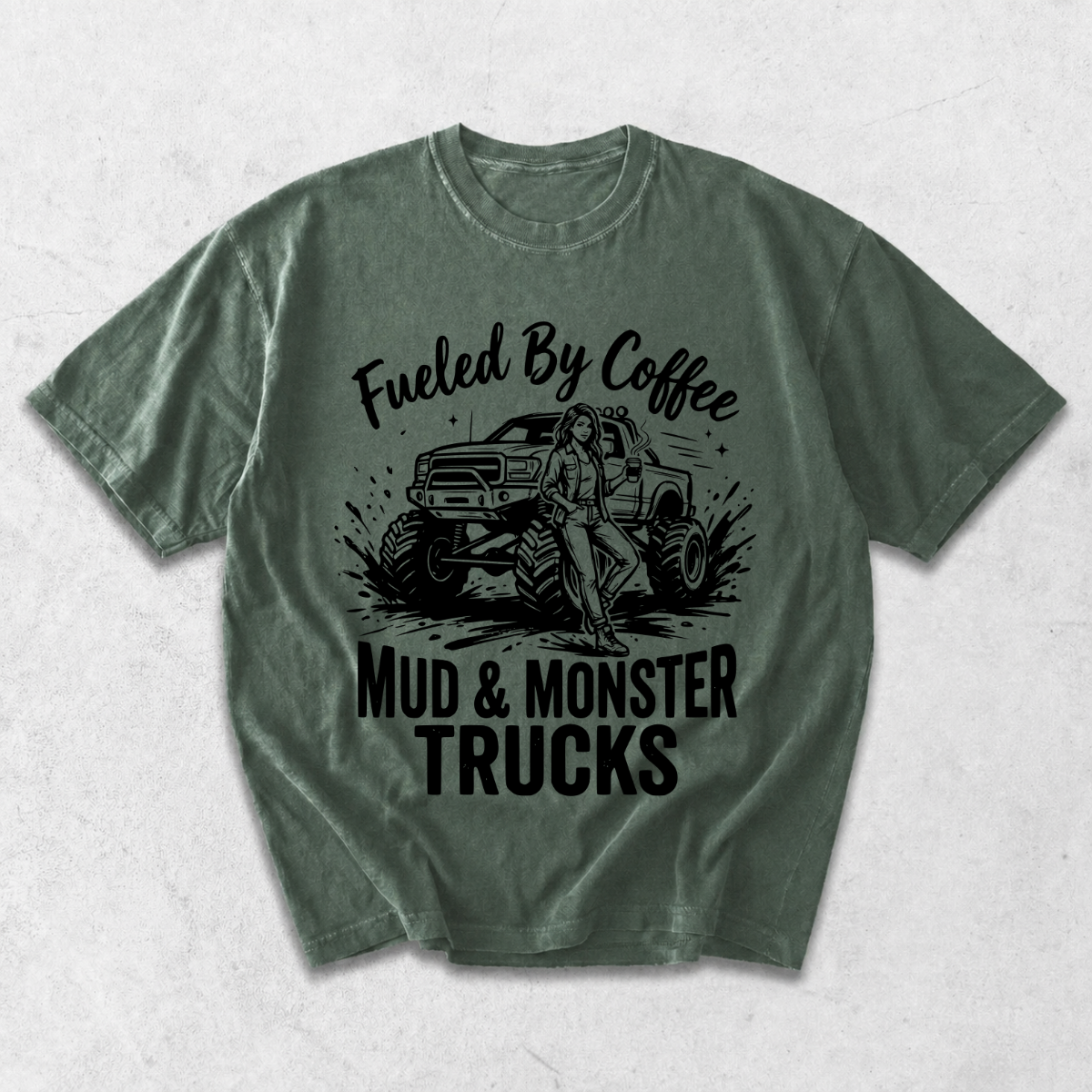 Fueled By Coffee Mud & Monster Trucks T-Shirt