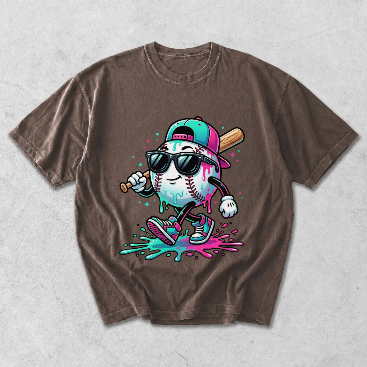 Cool Baseball Drip Character T-Shirt