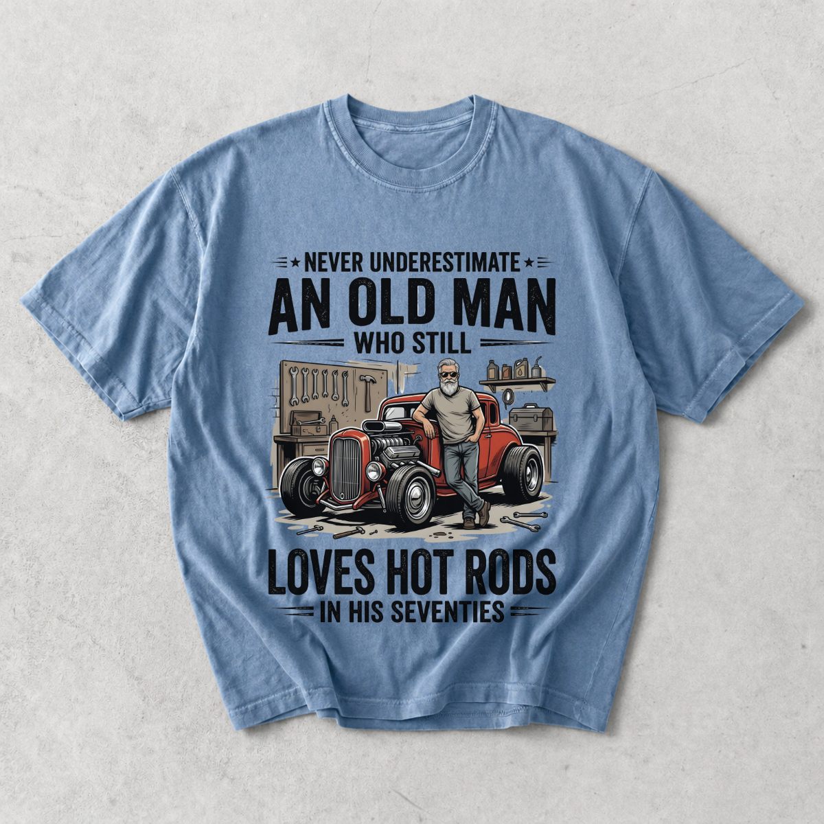Old Man Loves Hot Rods Funny Car Lover T-Shirt