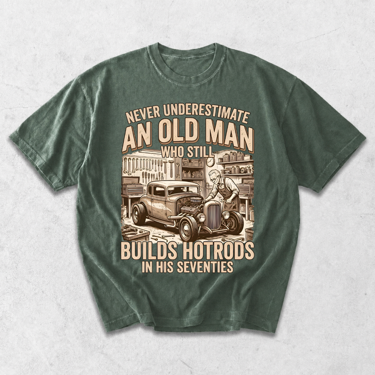 Never Underestimate an Old Man Who Builds Hotrods T-Shirt