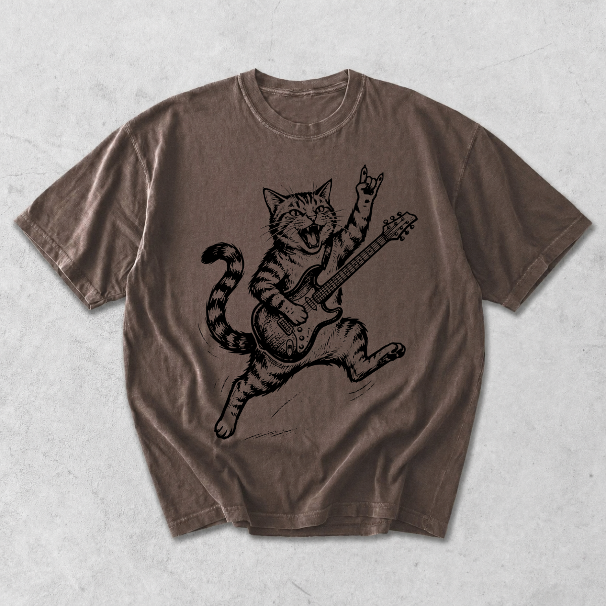 Funny Rockstar Cat Guitar T-Shirt