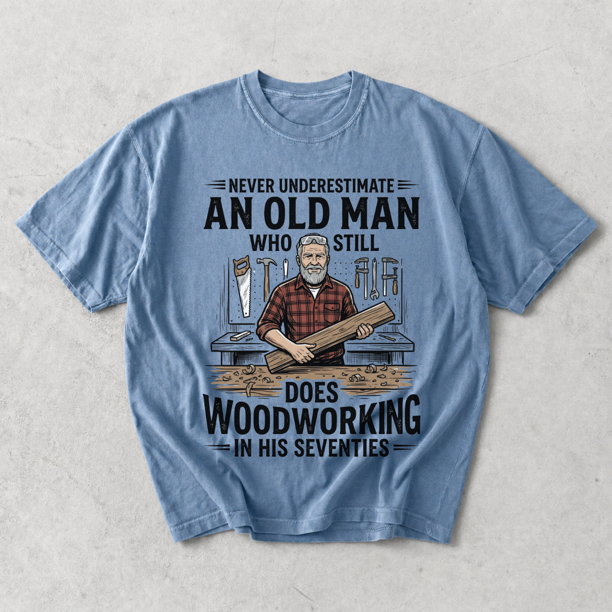 Old Man Does Woodworking Funny Carpenter T-Shirt