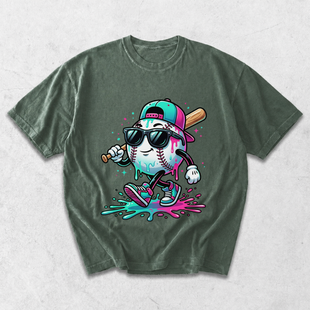 Cool Baseball Drip Character T-Shirt