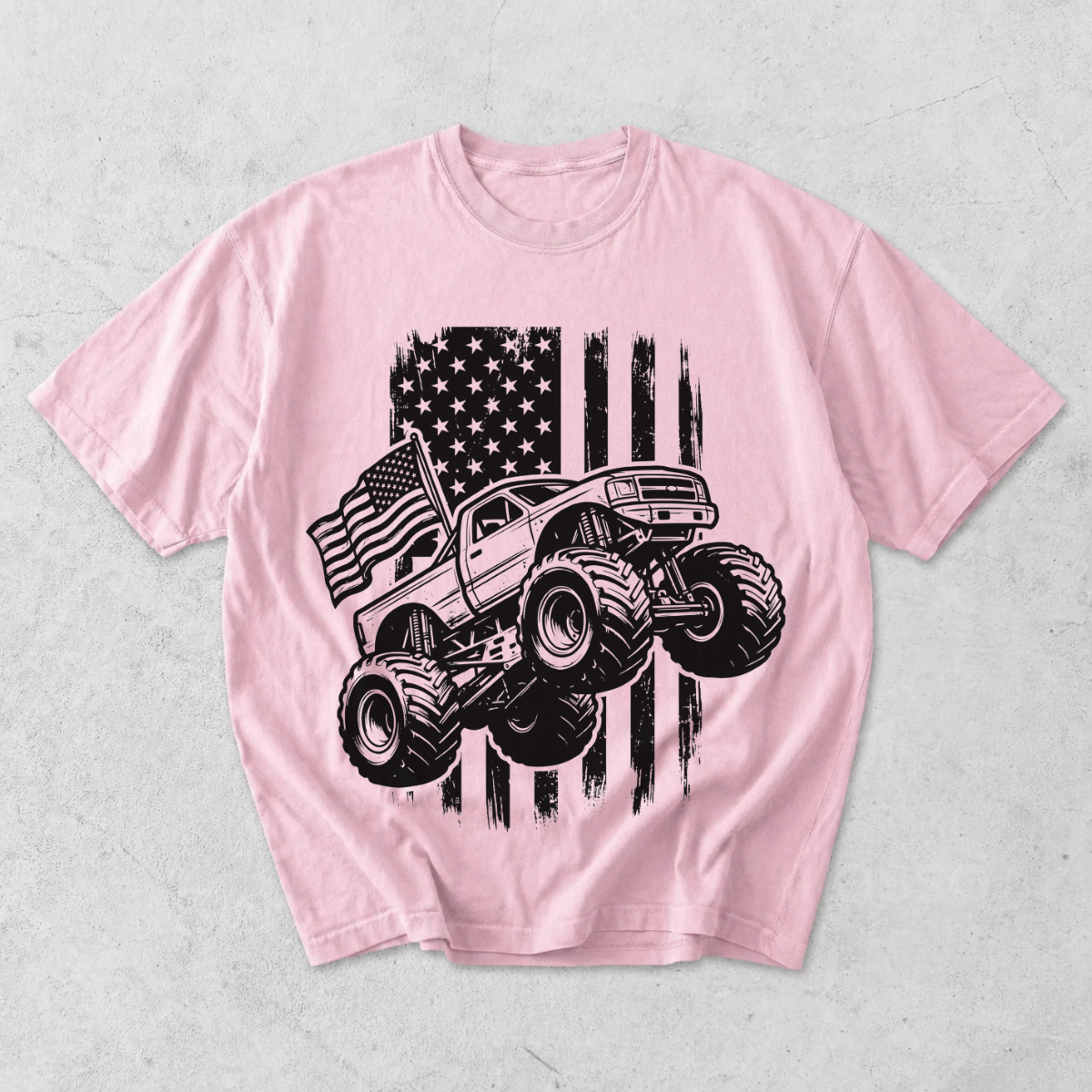 Monster Truck American Flag Truck Lover T-Shirt