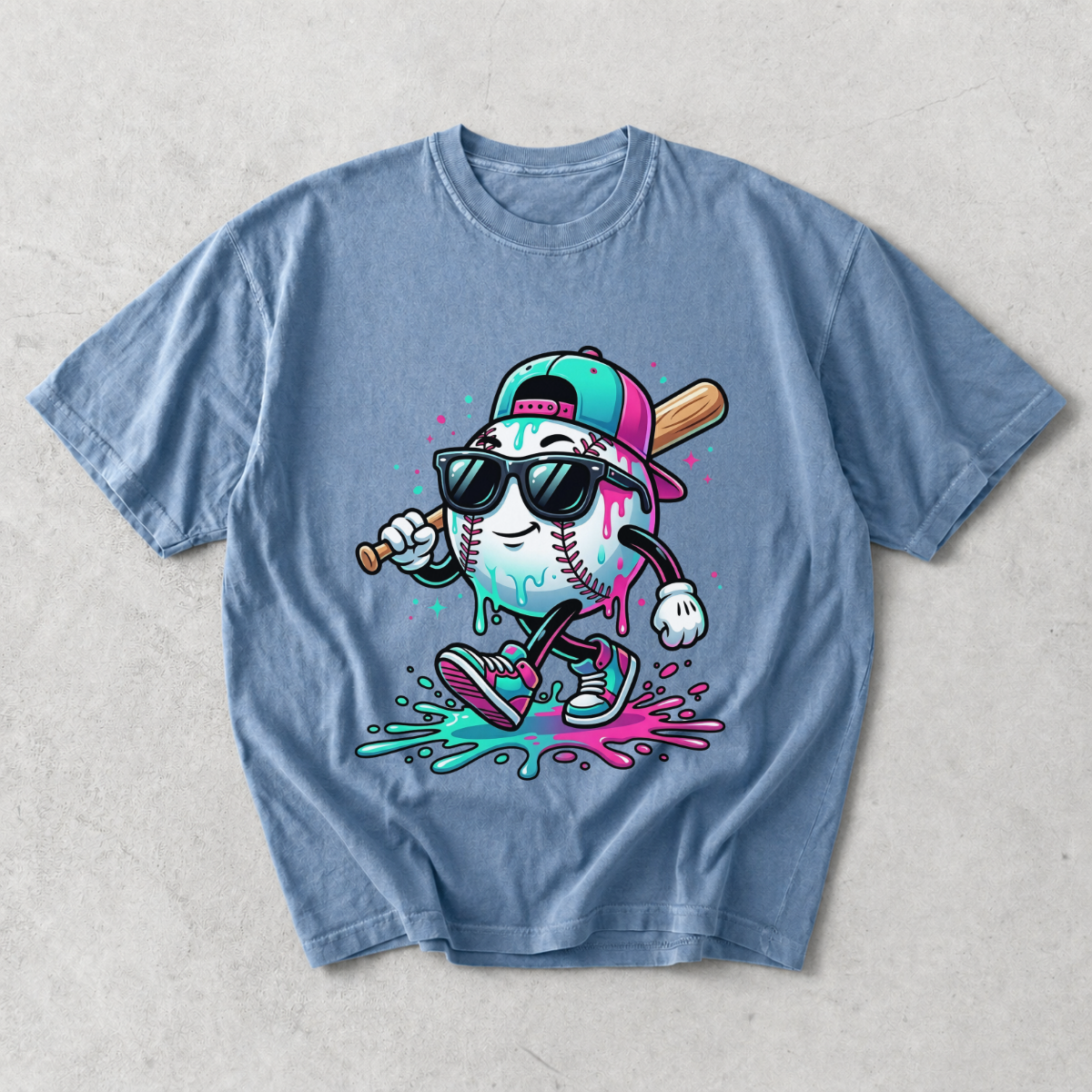 Cool Baseball Drip Character T-Shirt