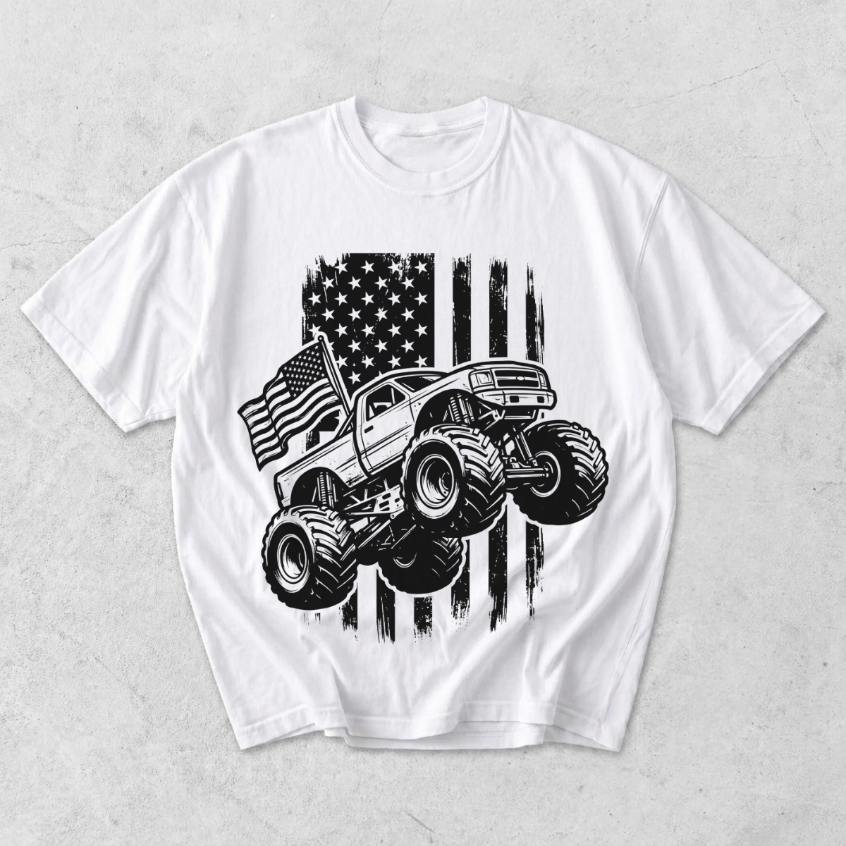 Monster Truck American Flag Truck Lover T-Shirt