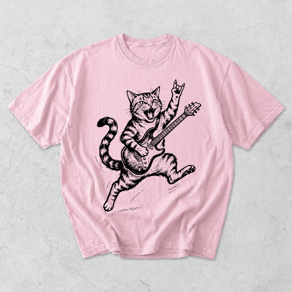 Funny Rockstar Cat Guitar T-Shirt