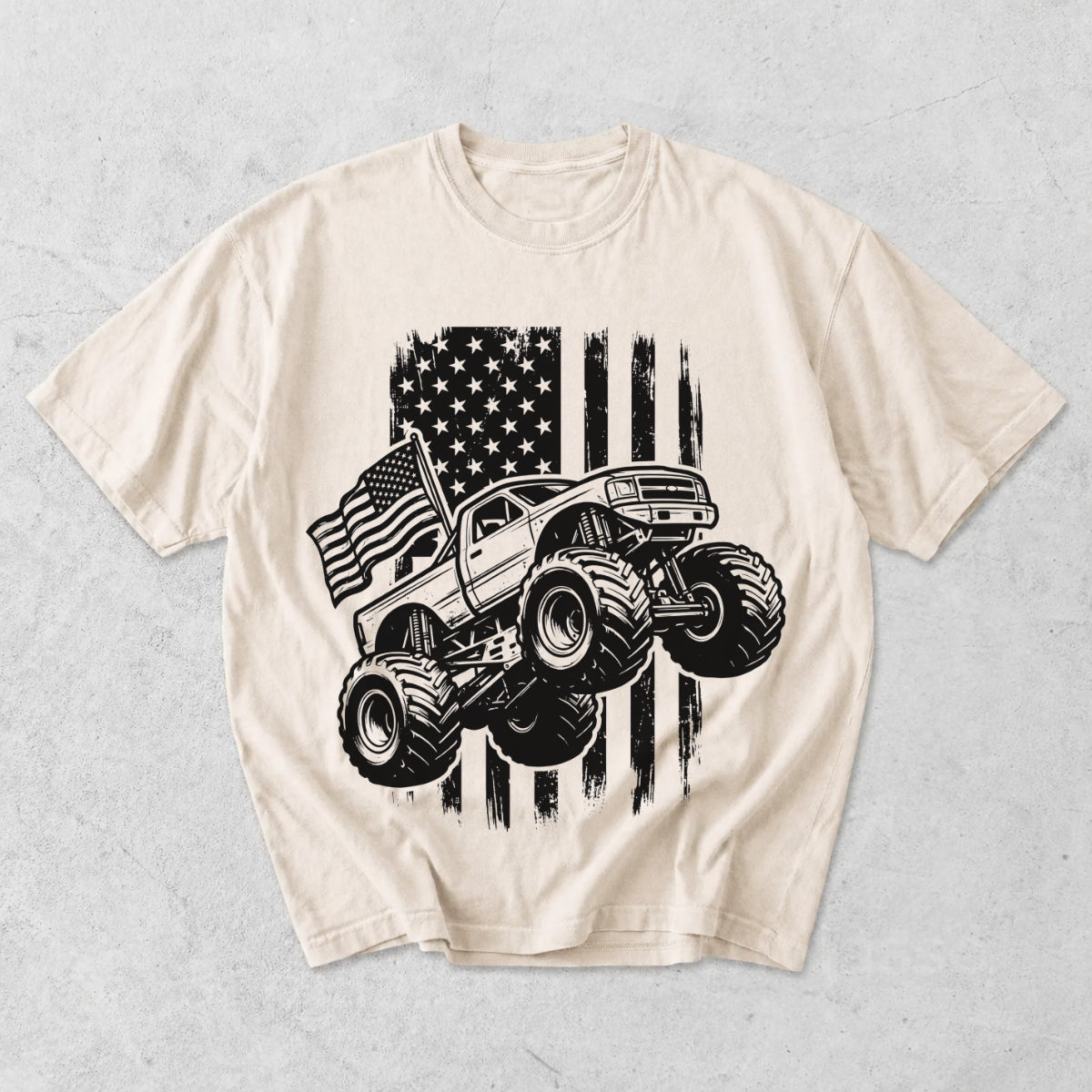 Monster Truck American Flag Truck Lover T-Shirt
