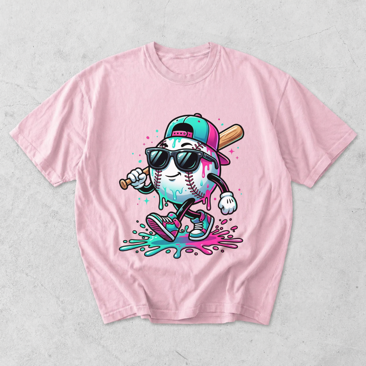 Cool Baseball Drip Character T-Shirt