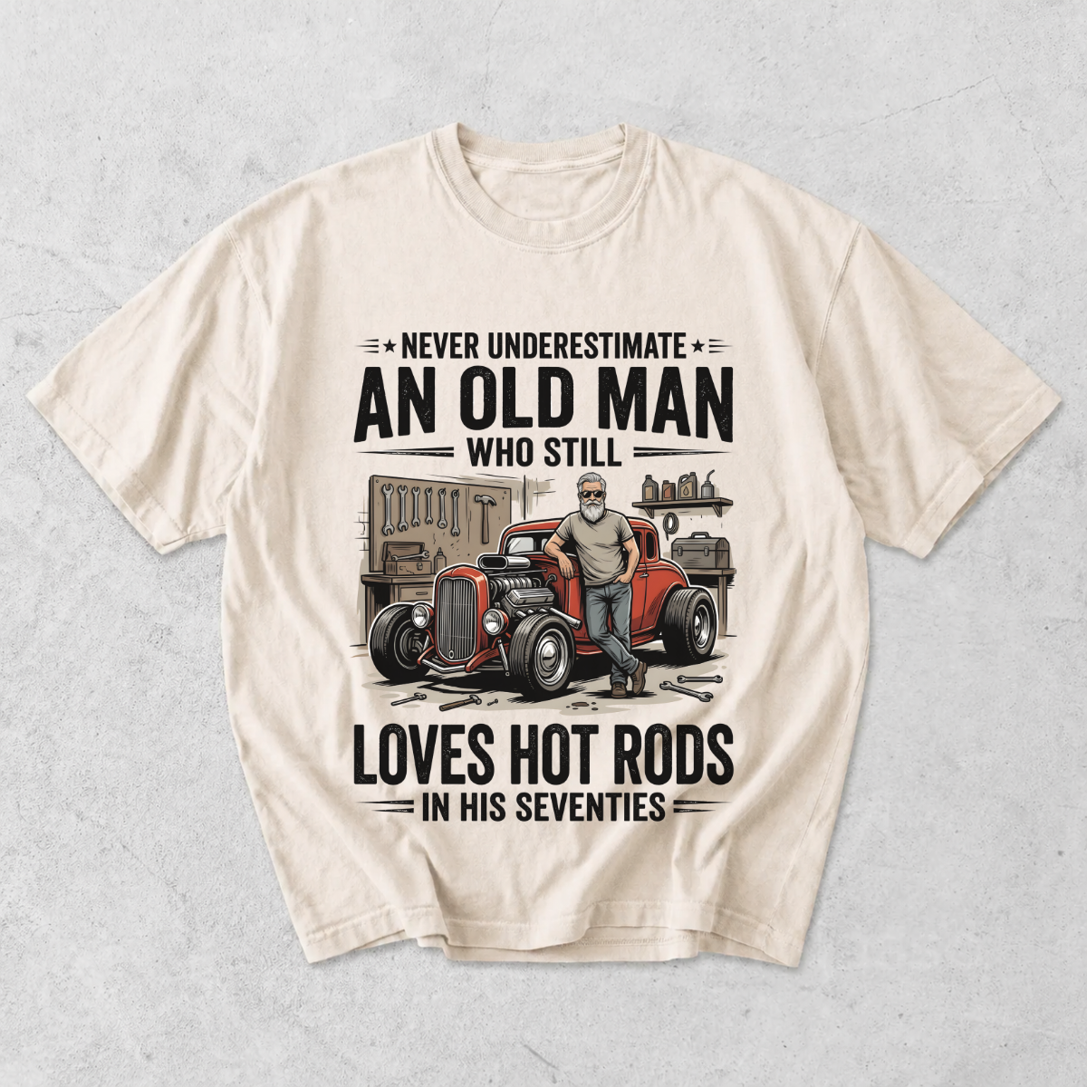 Old Man Loves Hot Rods Funny Car Lover T-Shirt