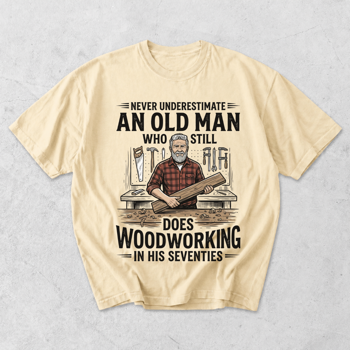 Old Man Does Woodworking Funny Carpenter T-Shirt