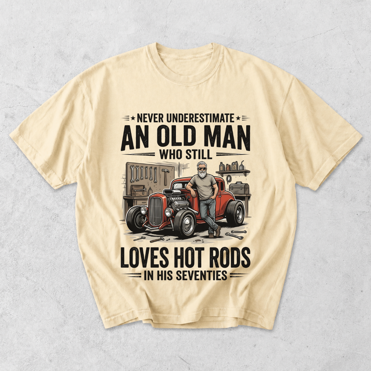 Old Man Loves Hot Rods Funny Car Lover T-Shirt