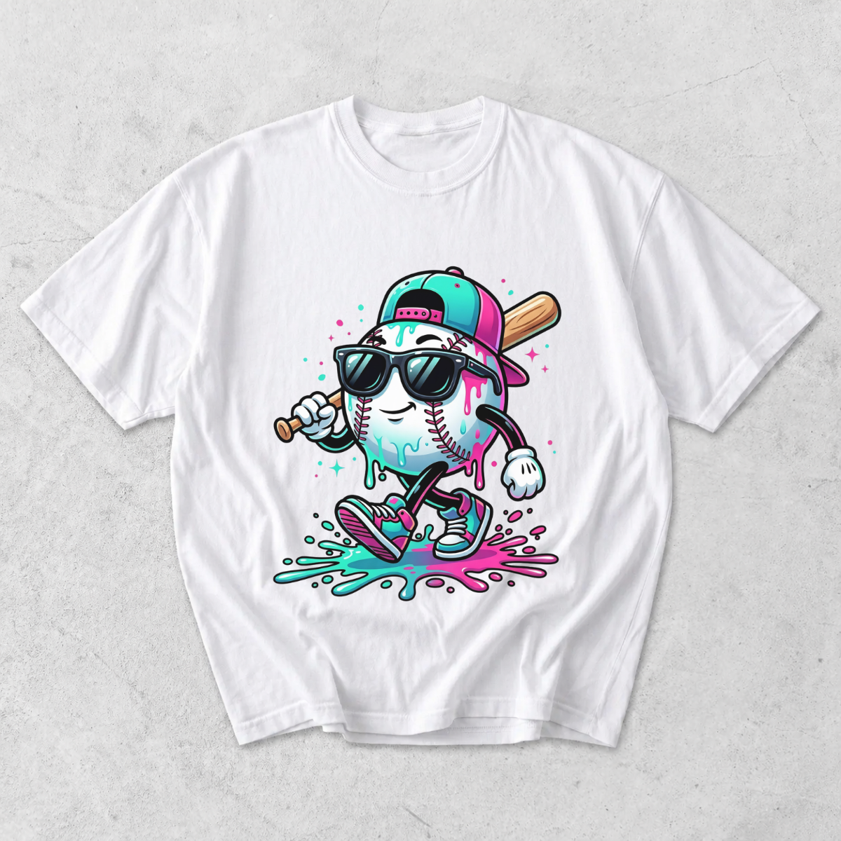 Cool Baseball Drip Character T-Shirt