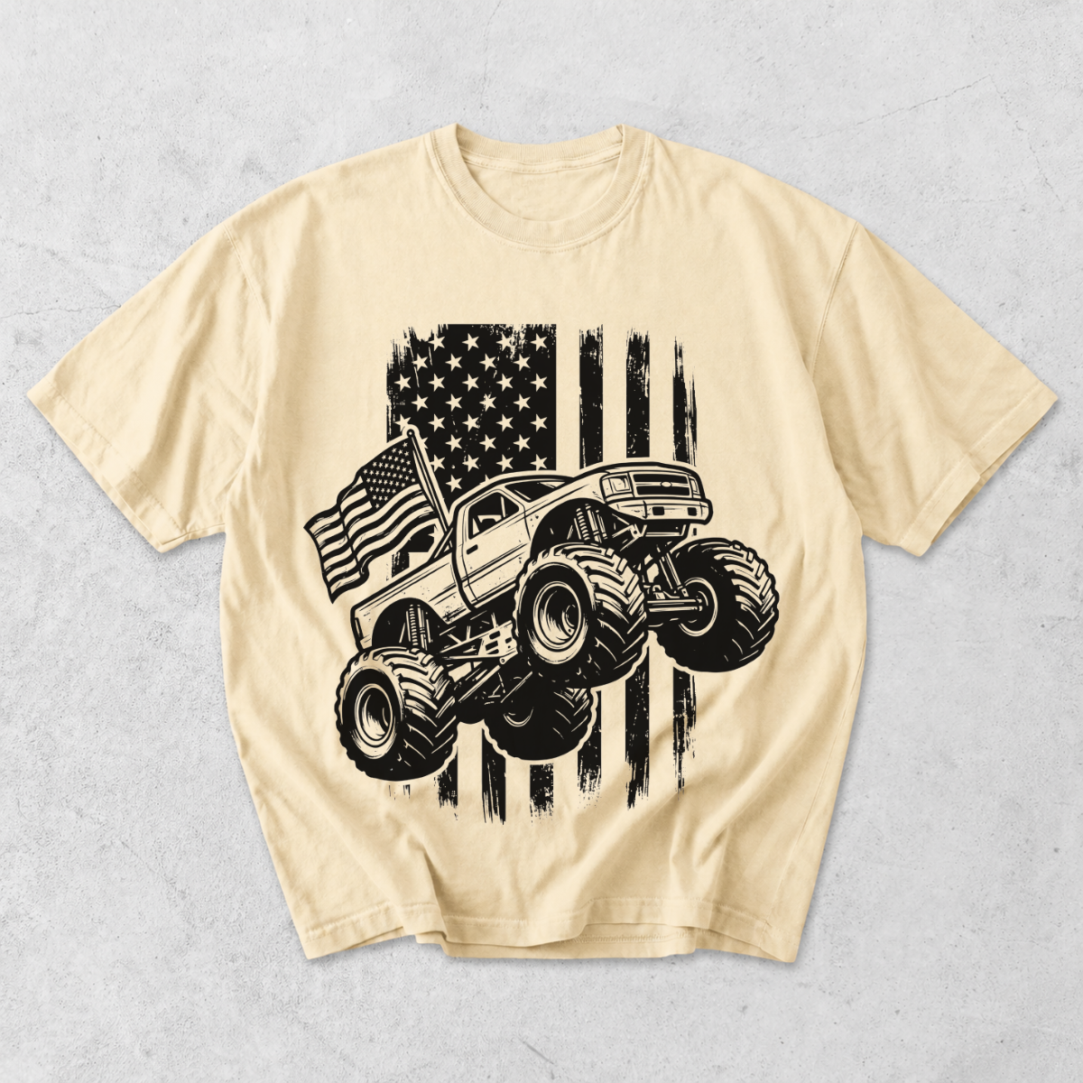 Monster Truck American Flag Truck Lover T-Shirt