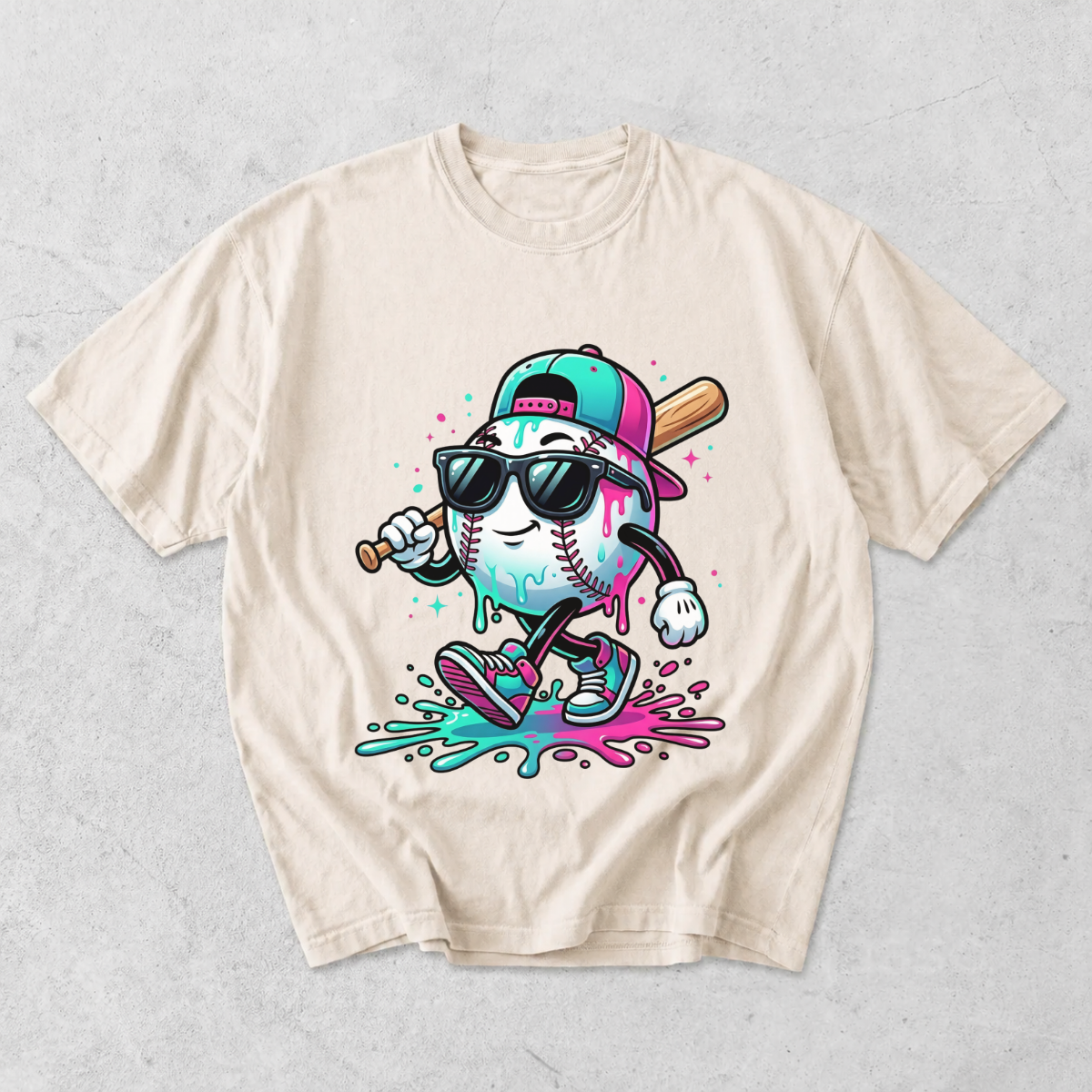 Cool Baseball Drip Character T-Shirt