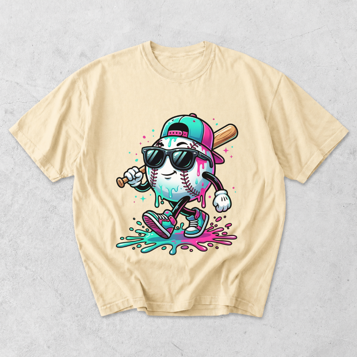 Cool Baseball Drip Character T-Shirt