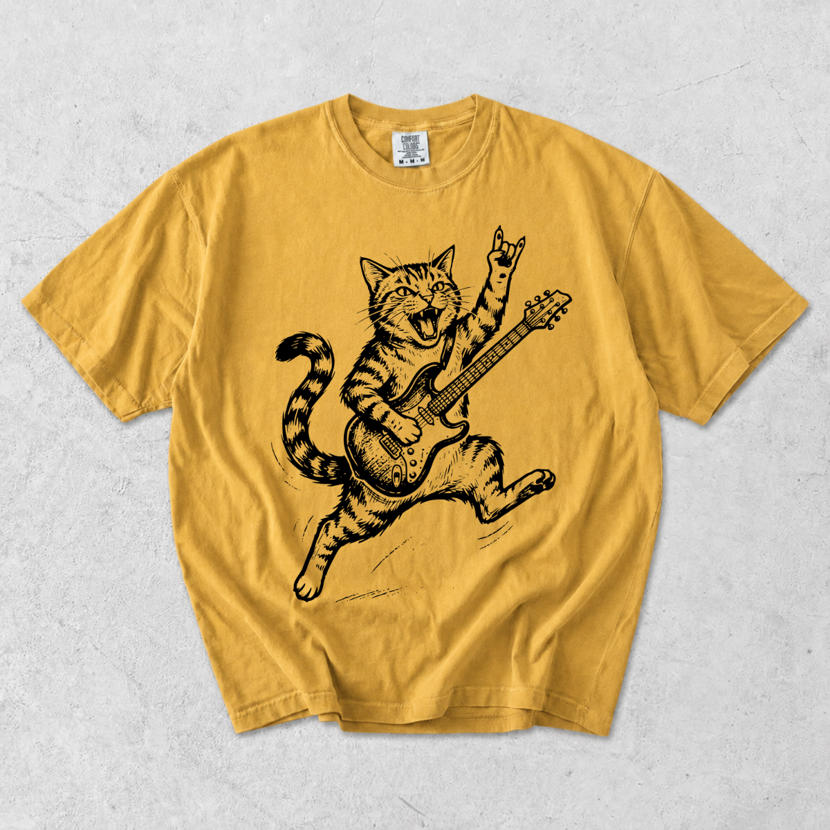 Funny Rockstar Cat Guitar T-Shirt