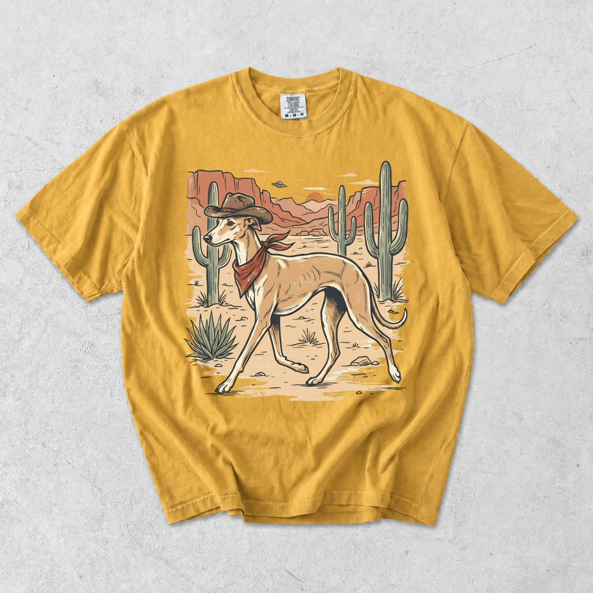 Western Cowboy Greyhound Whippet Desert T-Shirt