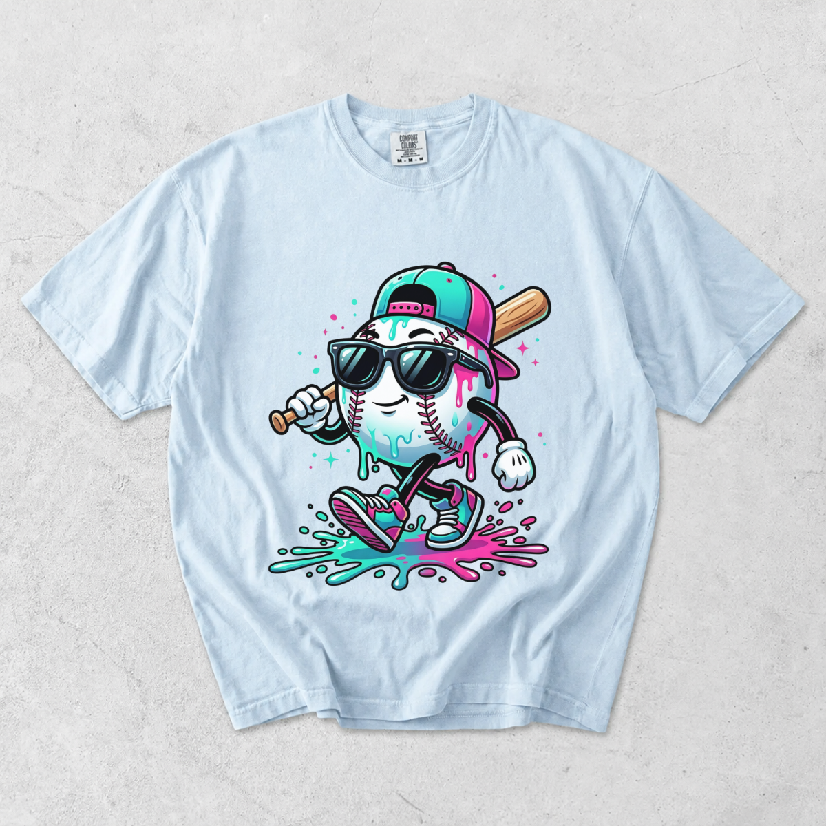 Cool Baseball Drip Character T-Shirt