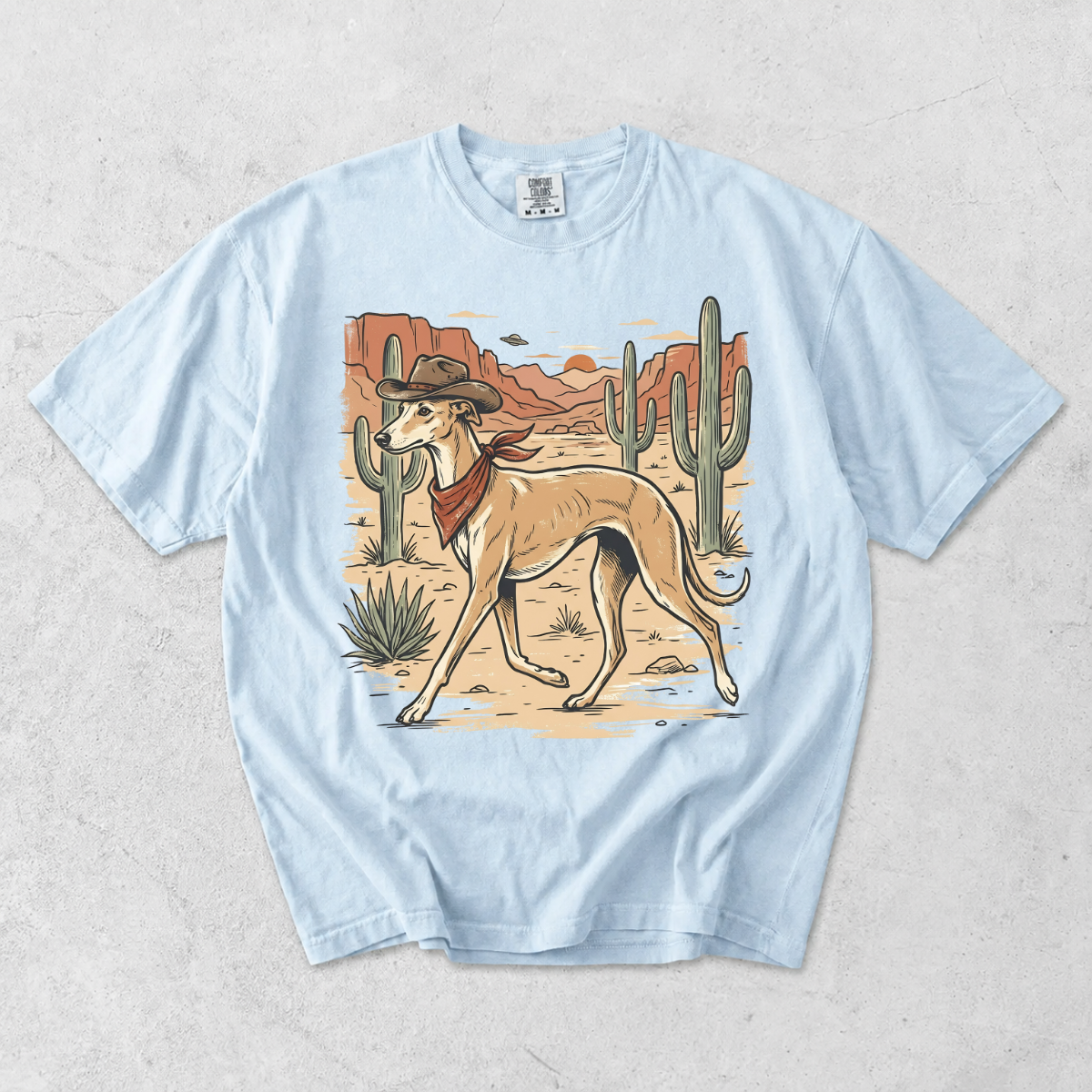 Western Cowboy Greyhound Whippet Desert T-Shirt