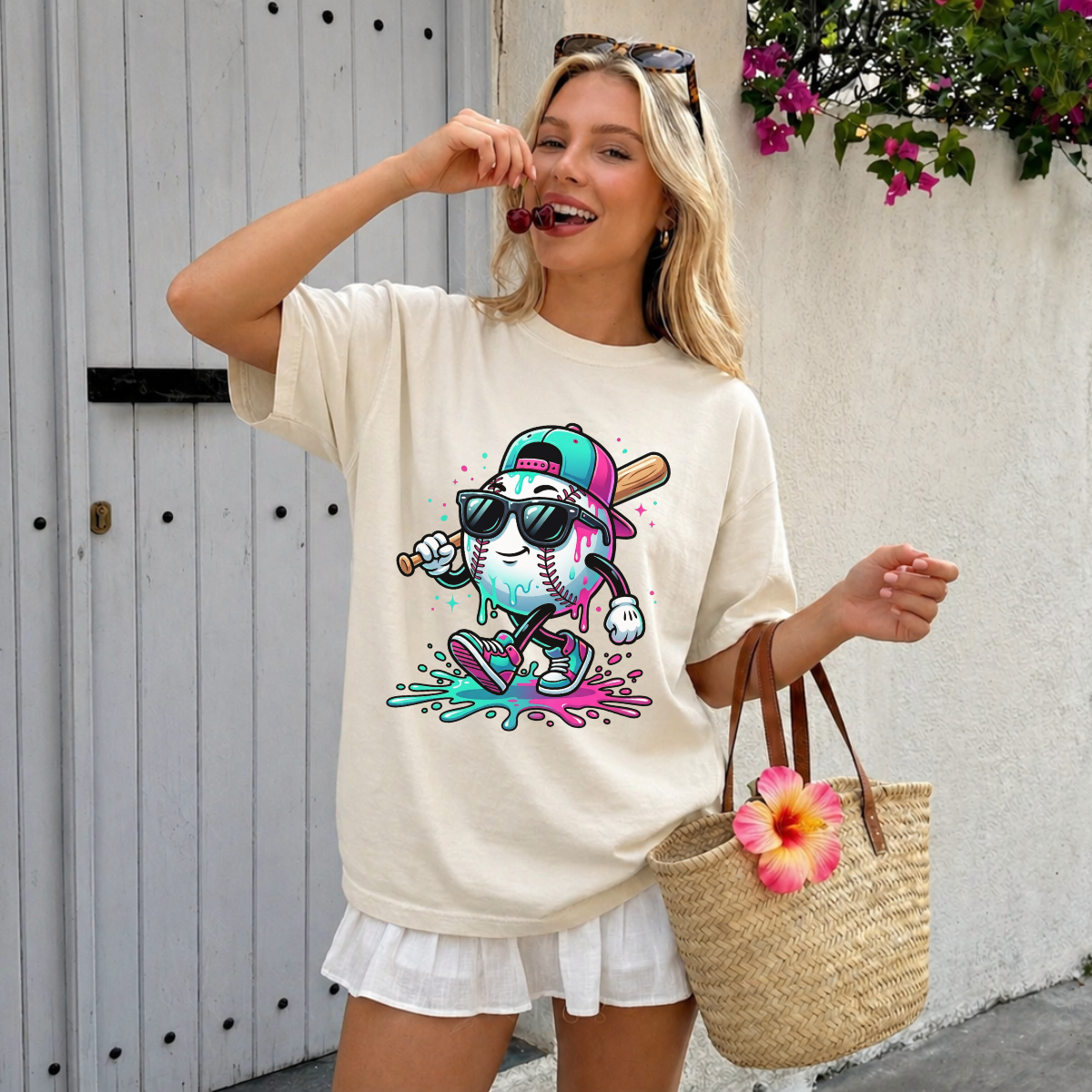 Cool Baseball Drip Character T-Shirt