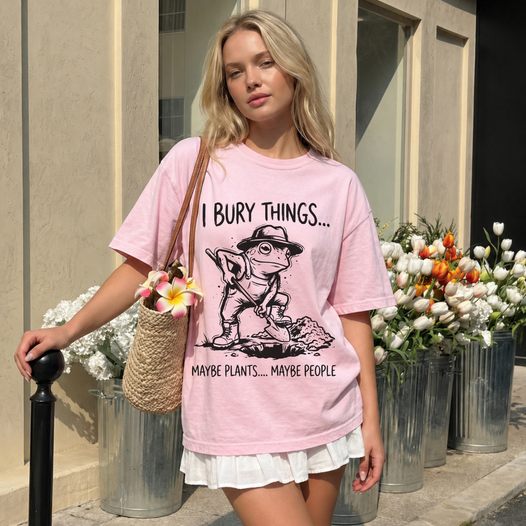 I Bury Things Maybe Plants Funny Frog Gardening T-Shirt