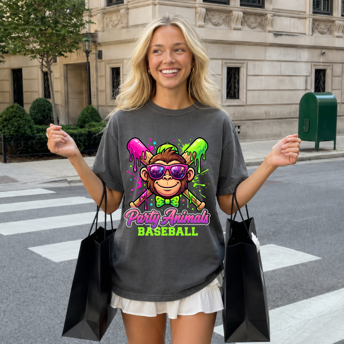 Party Animals Baseball Monkey Sports T-Shirt