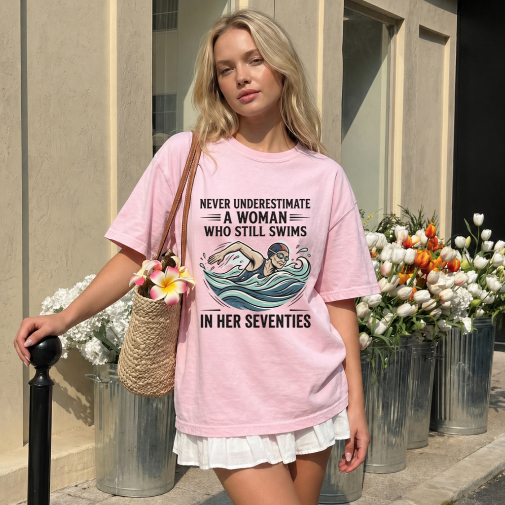 Never Underestimate a Woman Who Still Swims T-Shirt