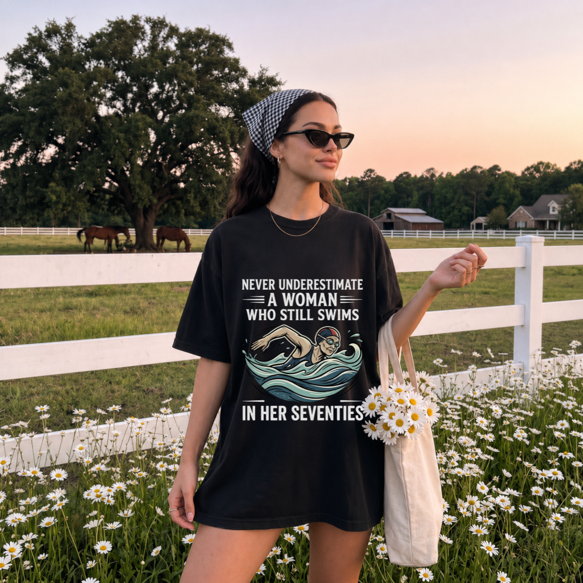 Never Underestimate a Woman Who Still Swims T-Shirt