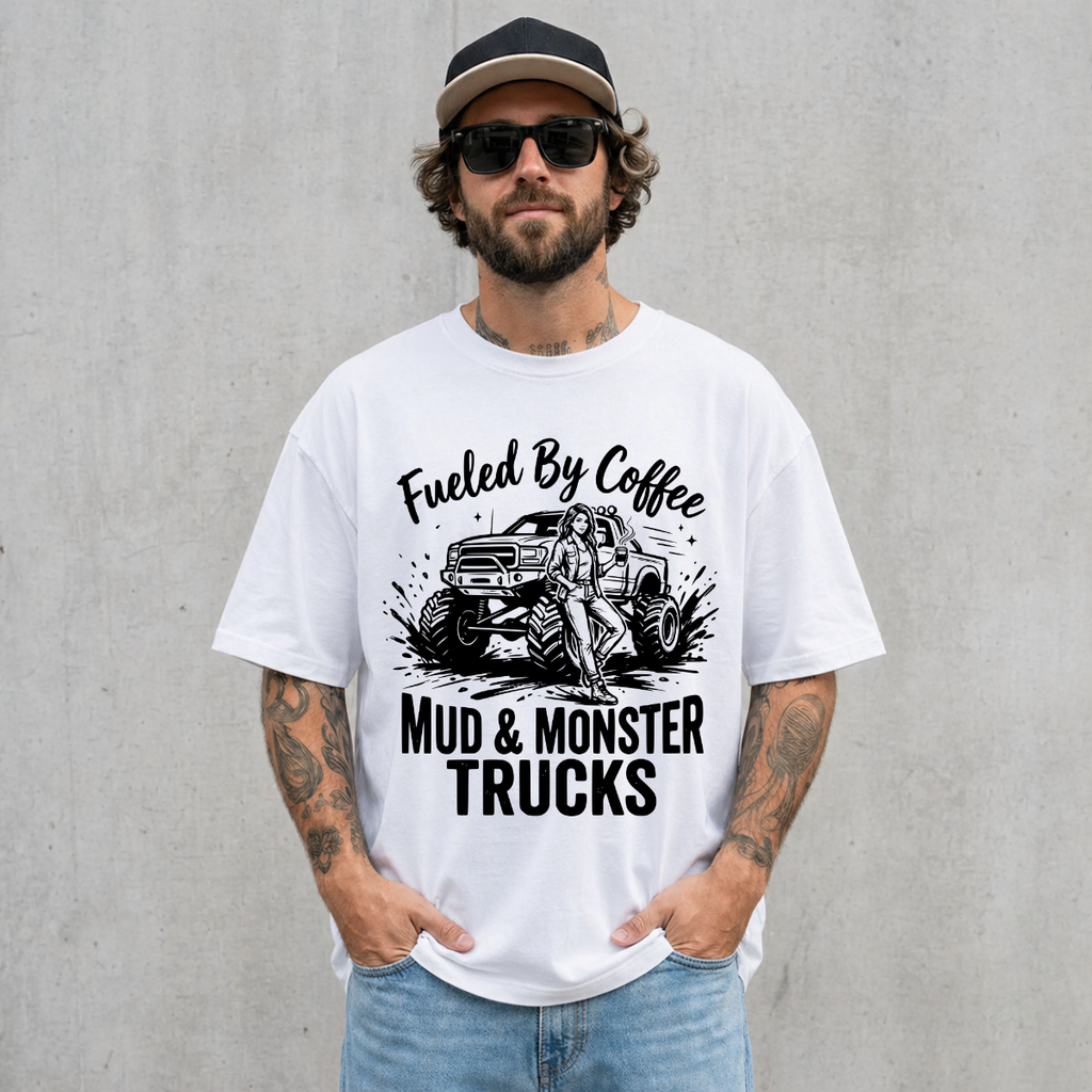 Fueled By Coffee Mud & Monster Trucks T-Shirt